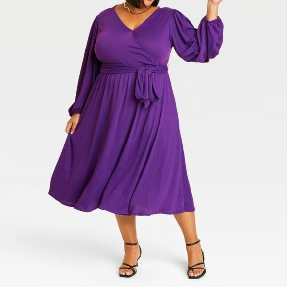 AVA VIV Purple Wrap Dress XXL - Picture 1 of 6
